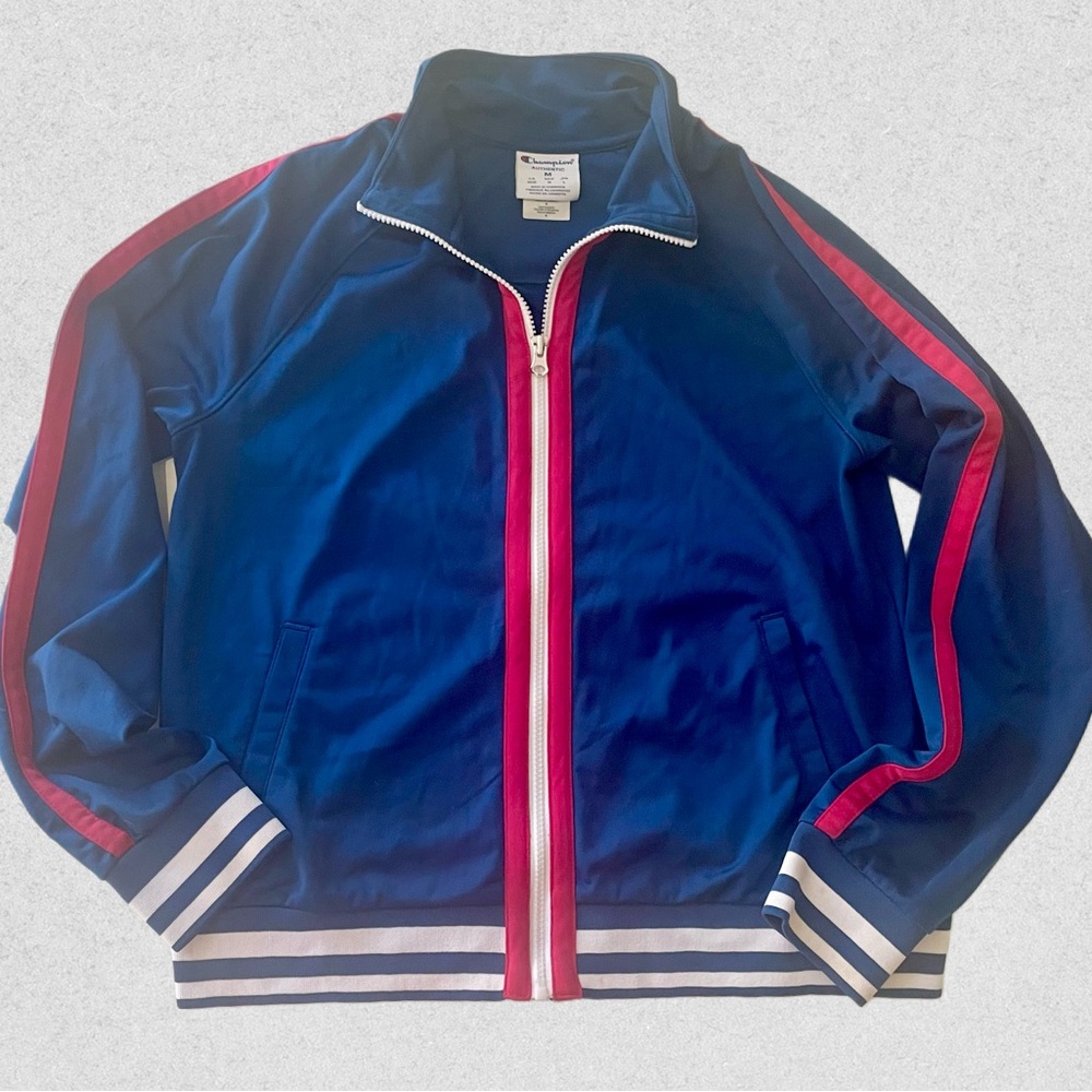 Champion Track Jacket, Blue and Pink Athleisure Warm Up Jacket - Unisex